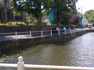 Carshalton Pond railings by the edge of the  Award Winning Grove Park in Carshalton