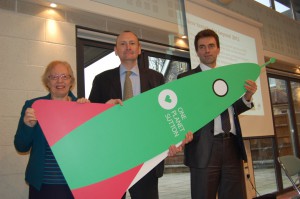 Councillor Jill Whitehead, chair of Sutton Borough Council’s environment and neighbourhood committee, Carshalton and Wallington MP Tom Brake and Simon Courage, BioRegional’s head of One Planet Sutton, at the launch of the Community Challenge