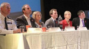 Senior councillors and others on the panel at Sutton's Question Time last time