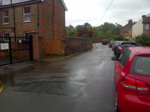 Shorts Road by the middle gate to St. Philomena's (there are three lots of school gates on Shorts Road)