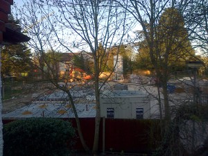 Foundations of the new mews houses in Cedar Close