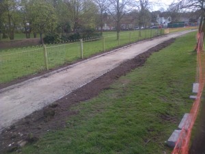 Carshalton Park's new cycle path looking south